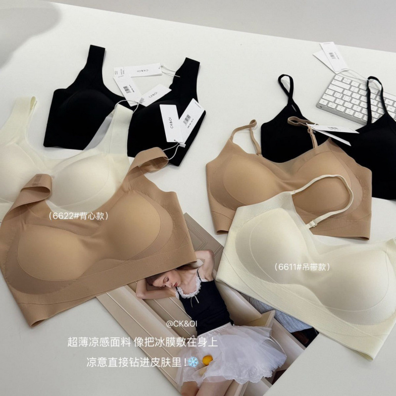 Ck&Oi-6611 Ultra-Thin Cooling Ice Bandage Underwear for Women, Seamless Ice Oxygen Air Fixed Cup Foundation Bra