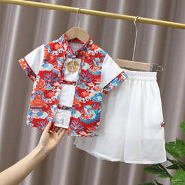 儿童古装汉服唐装夏装小童男童抓周服开衫中国风复古宝宝周岁礼服