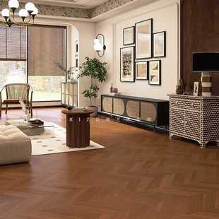 ✅ Guangdong Foshan Ceramic Tile Living Room Soft Light Floor Tile Fish Bone Wood Grain 600X1200 French Retro Medieval 60X1