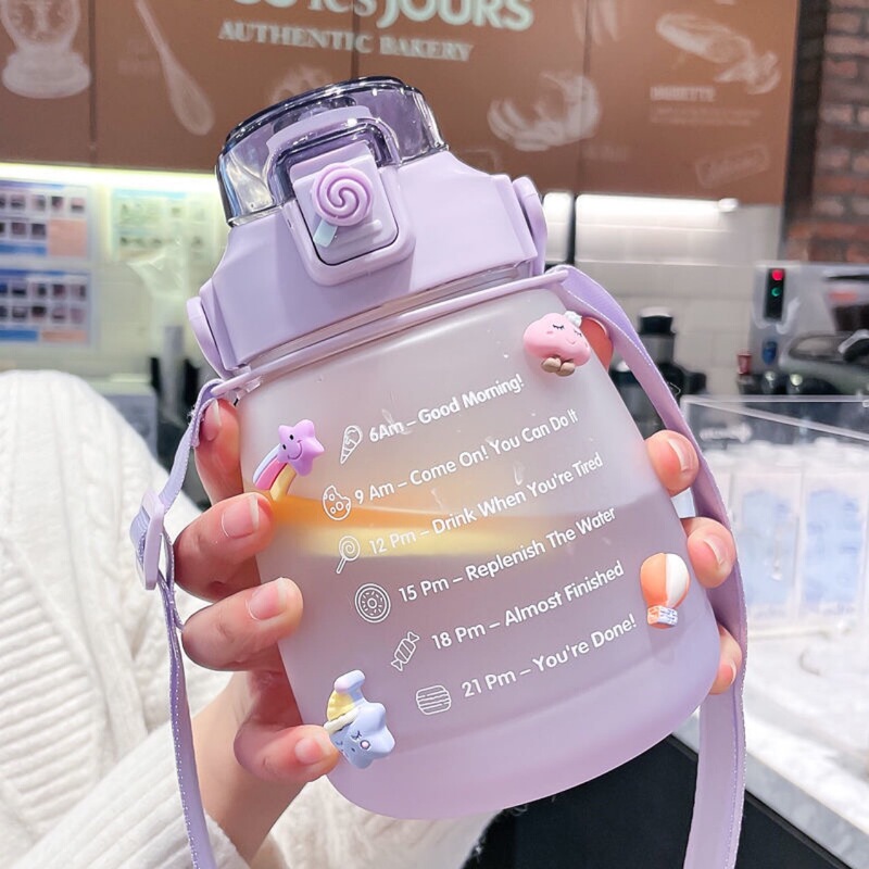 Large Capacity Water Cup Internet Celebrity Cute High-looking Big Belly Cup Portable Kidsren's High Temperature Resistant Student Sports Straw Water Kettle
