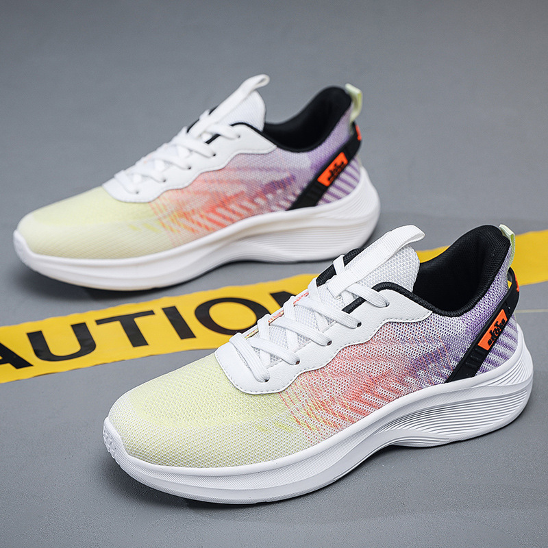 Cross-Border Men's Large Size 50 Running Sports Shoes, Men's Foreign Trade Ultra-Light Shock-Absorbing Breathable Fly-Knit Casual Shoes, Wholesale from Manufacturer
