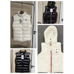 M家秋冬新款玛雅彩条男女同款可拆卸帽加厚棉服保暖无袖立领马甲