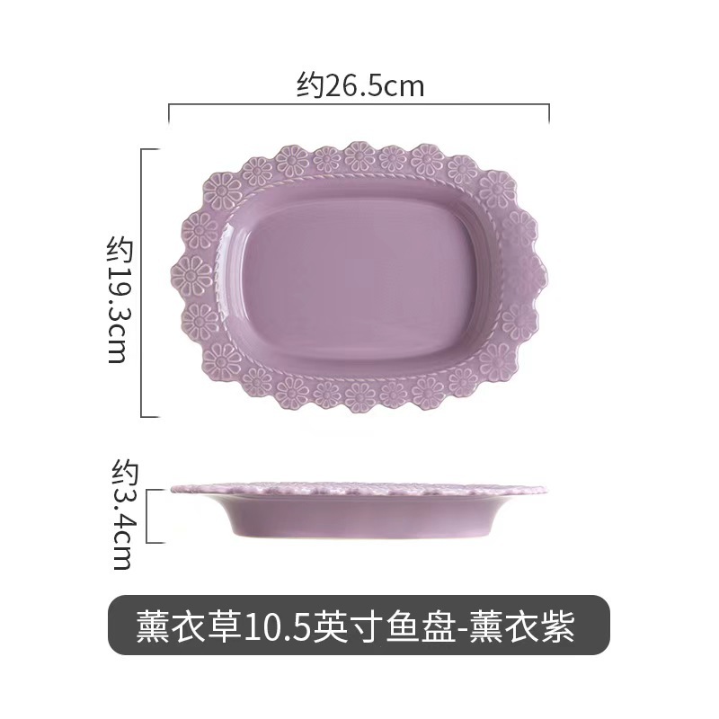 Francés retro ins en relieve cubiertos de cerámica creativos bordes de encaje plato de filete de comida occidental platos caseros platos planos