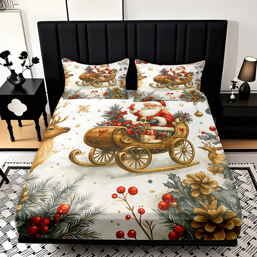 TEMU / JIT Mattress Mattress Set Navidad patrón de impresión digital HD ropa de cama para diseñar