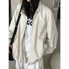 鹿西 茧型花苞立领扣袢夹克女2025秋季新款韩系慵懒休闲外套3655
