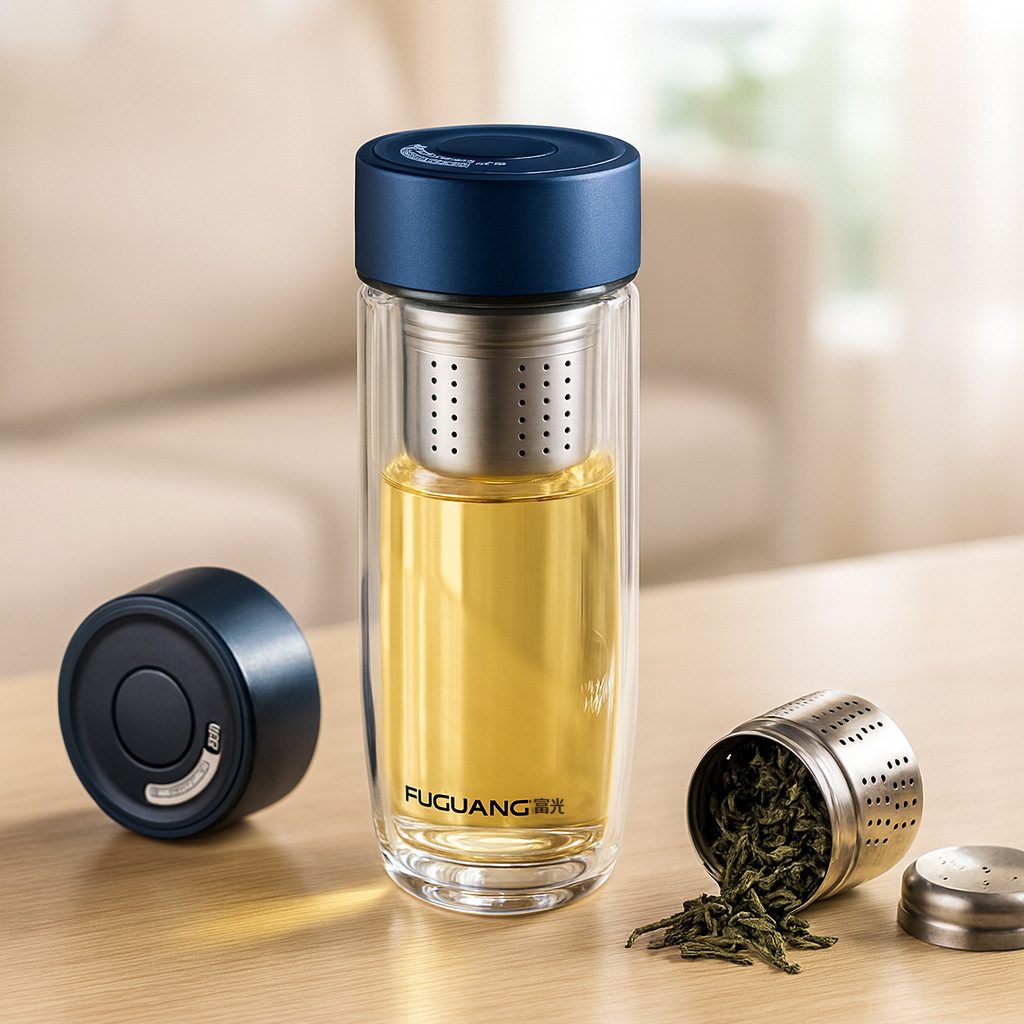 Fuguang vidrio de doble capa magnética elástica succión magnética separación de té taza de agua negocio ganso taza de huevo taza de té al por mayor taza de impresión taza