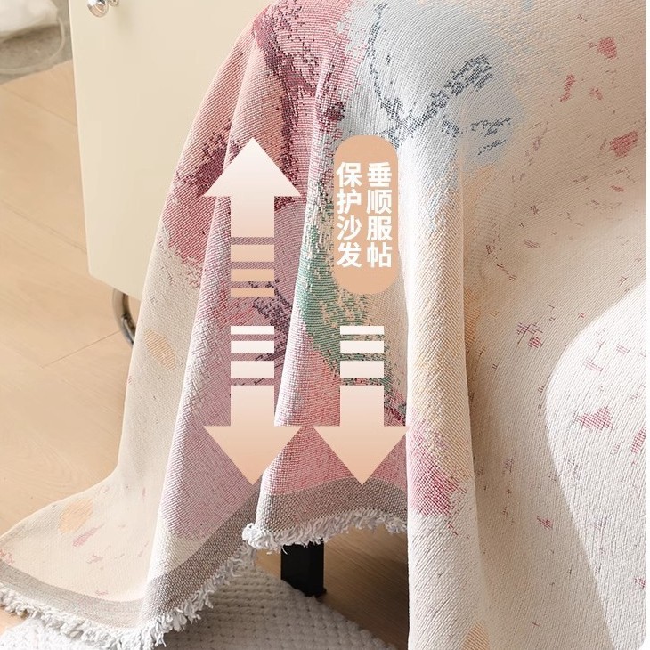 Sofá de aire crema de cuatro estaciones generales 2024 nuevo Chenille una hoja completa se puede extender y cubrir la manta toalla cojín de cubierta