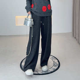 爱元2025冬季新款大码胖mm女装腰头拼接休闲弯刀加绒裤子女冬9186