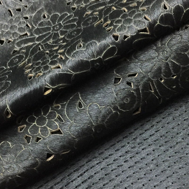 冲孔牛毛皮头层真皮真毛裘皮冲孔鞋包衣服用头层牛皮