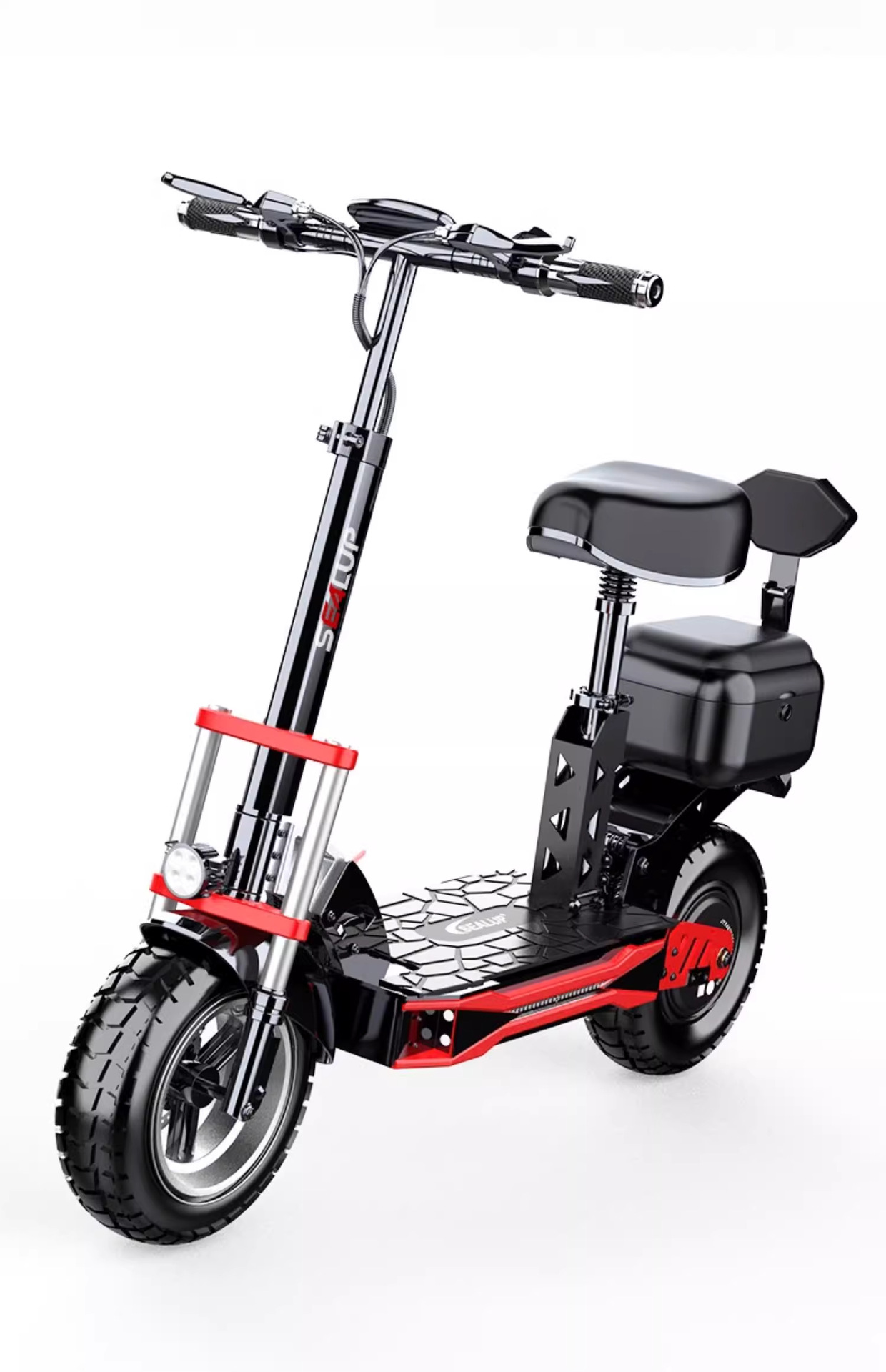 SEALUP is a foldable, small electric scooter with a small trunk and off-road shock absorption, suitable for commuting to work