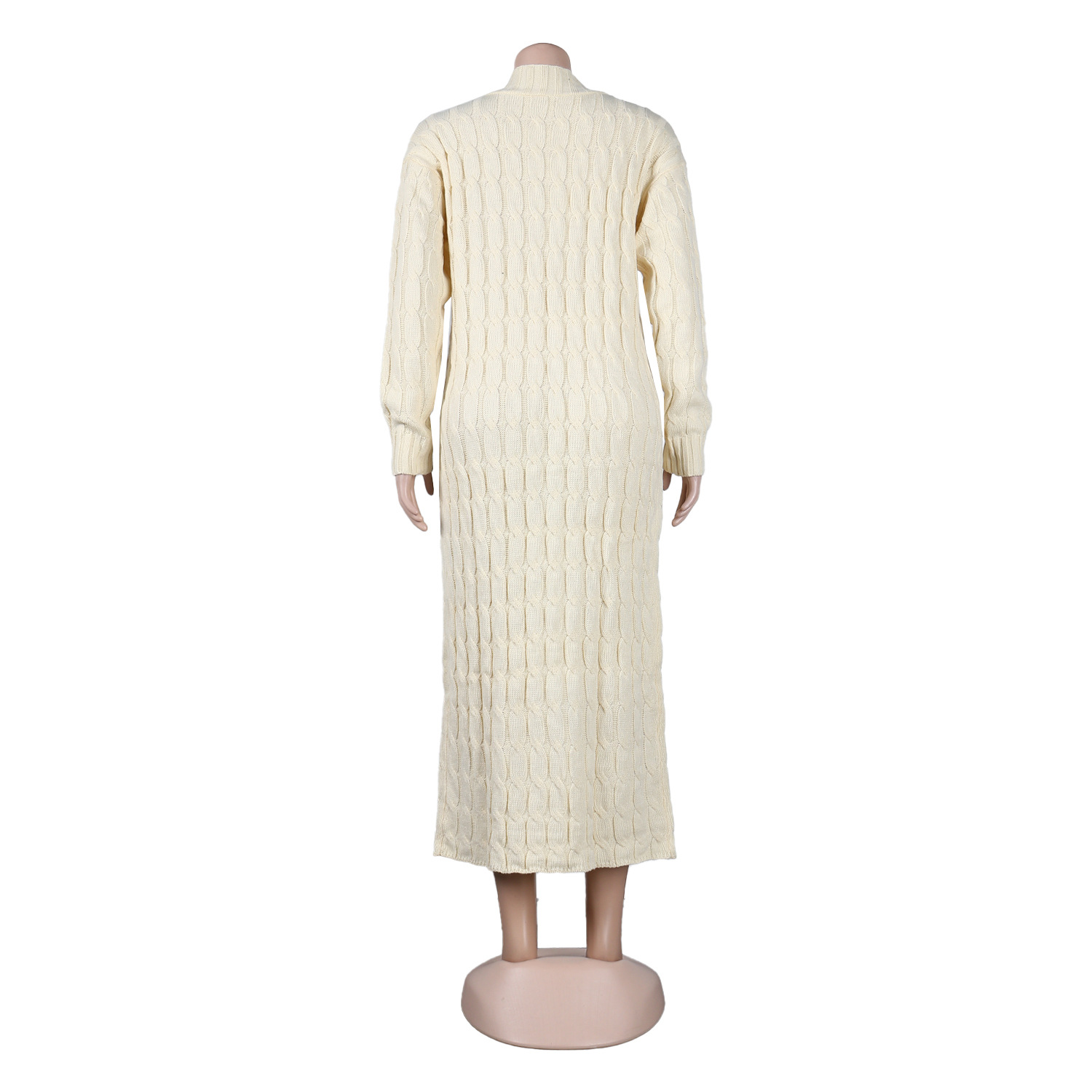 Damen Strickjacke Lang Aus Grobstrick In Unifarben Wintermantel_voghion.com
