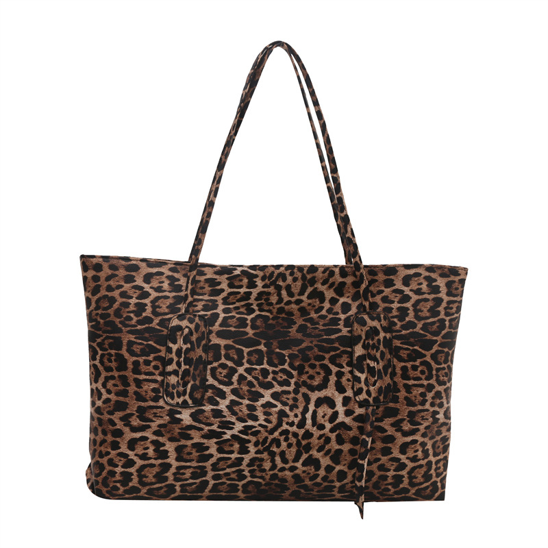 Bolsa de ocio retro leopardo de gran capacidad 2024 nuevo estilo de ocio simple de moda de viaje portátil de hombro bolsa de mano para mujeres
