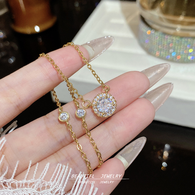 日韓風万能で上品なチタン鋼ネックレス、軽やかな高級感、個性的なデザインのペンダント、新作、色褪せない、シンプルな鎖骨チェーンアクセサリー|undefined