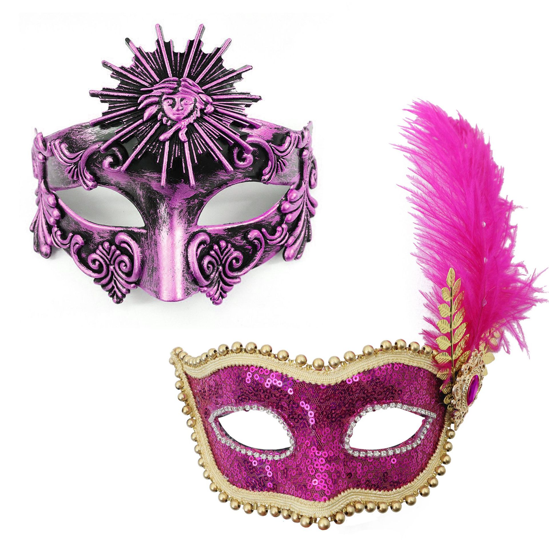 Amazon venta caliente carnaval borde lateral plumas metálicas mariposas retro máscaras de mitad de cara romana baile de maquillaje