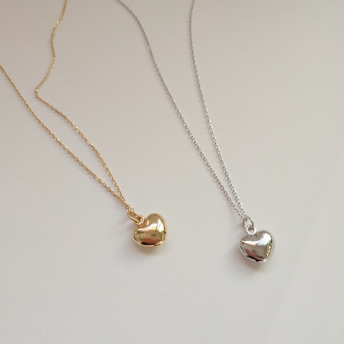 Cross-border European and American Fashion Street Style 3D Heart-shaped Pendant Necklace, Simple Geometric Clavicle Chain for Women