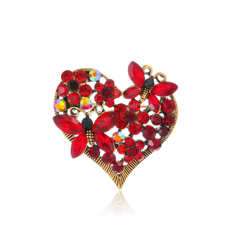11g Weight Rhinestones Inlay Material Brooches Classification Alloy Material Heart Shape, Butterfly Pattern Sweet Pin Heart Shape Butterfly Alloy Plating Inlay Rhinestones Unisex Brooches 6