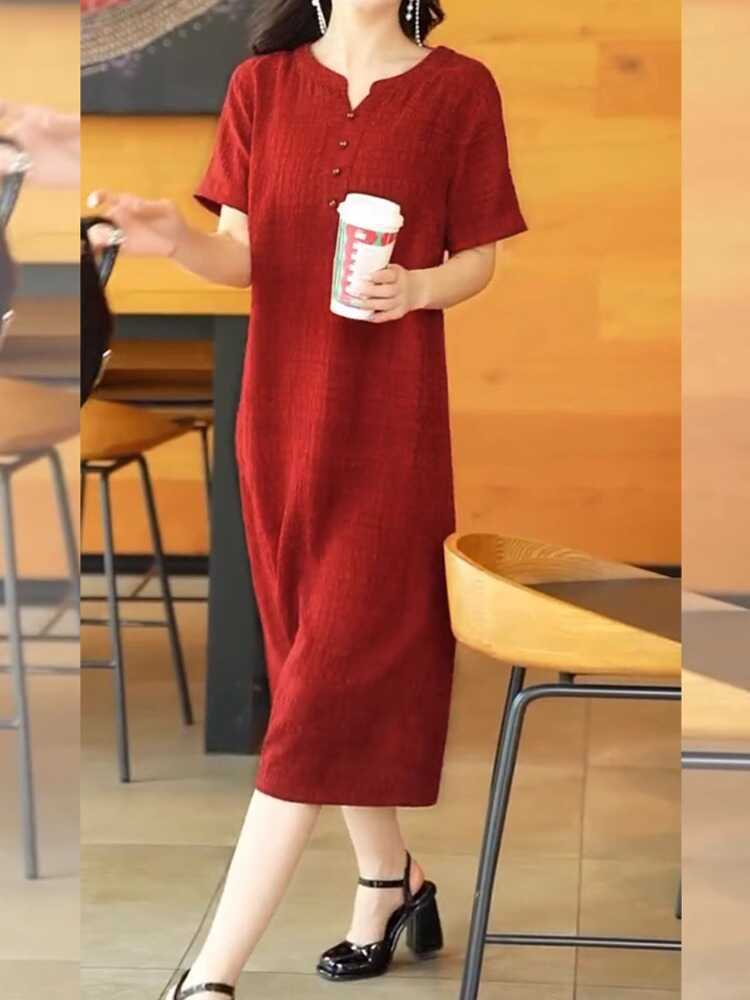 特价捡漏夏季新款高端时尚杭州正宗桑蚕丝连衣裙中长款香云纱裙子