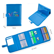 跨境热卖pvc防水笔帘学生便携折叠按扣式文具彩铅笔袋收纳包定制