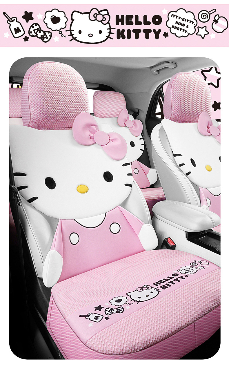 Kitty Car Seat Cover Cushion Four Seasons General Motors Ladies Cute Internet Popular Summer 2024 BYD