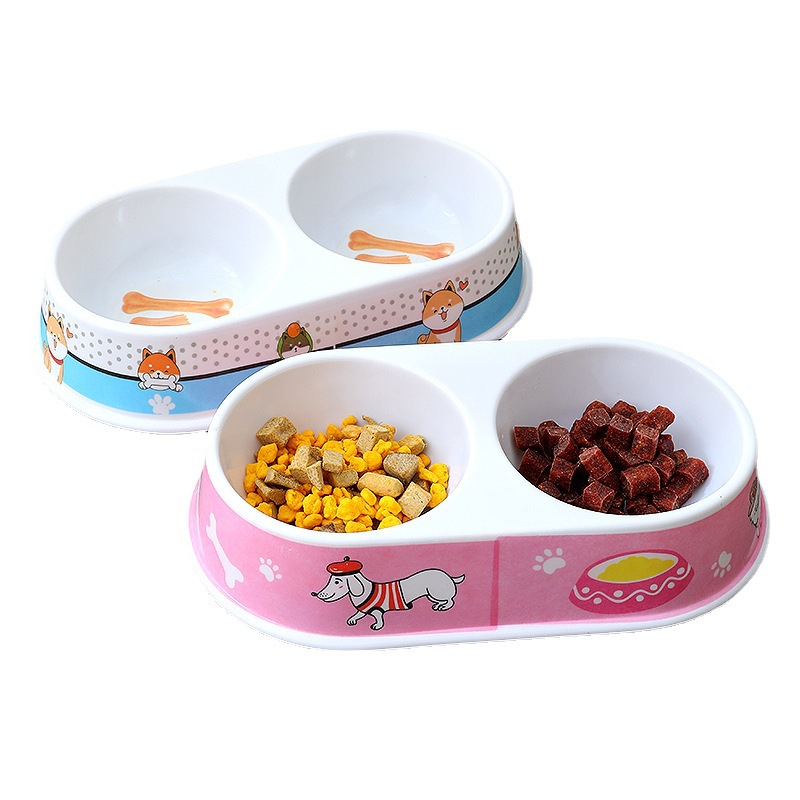 Nuevo Oval de melamina doble tazón de color al por mayor tazón de melamina para mascotas tazón de comida para gatos tazón de perro dispensador de agua Pet Bowl