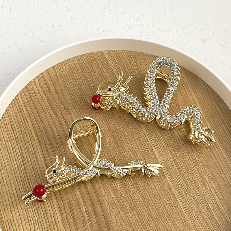 Women's Chinoiserie Dragon Alloy Inlay Rhinestones Pearl Hair Claws display picture 10