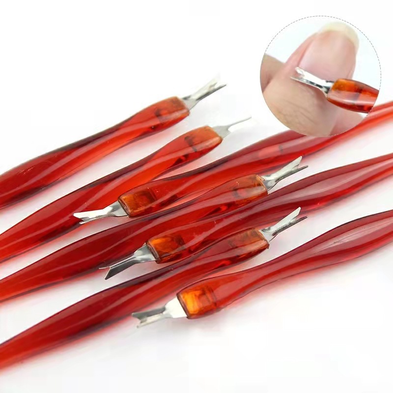 Herramientas especiales para manicura, cuidado de uñas, eliminación de cutículas, empujador de piel muerta, removedor de uñas enganchadas, tenedor y raspador de cutículas de acero inoxidable.
