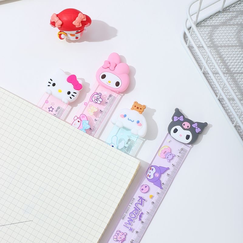 Medición de dibujo Regla de alta transparencia Sanrio lindo examen especial para estudiantes Medición de oficina Regla de 15cm