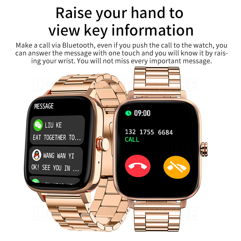 Unisex Smartwatch mit Schlaf- und Herzfrequenzüberwachung, wasserdichtes, schlankes Armband für Laufen, Business, Luxus/Sport-Stil_voghion.com