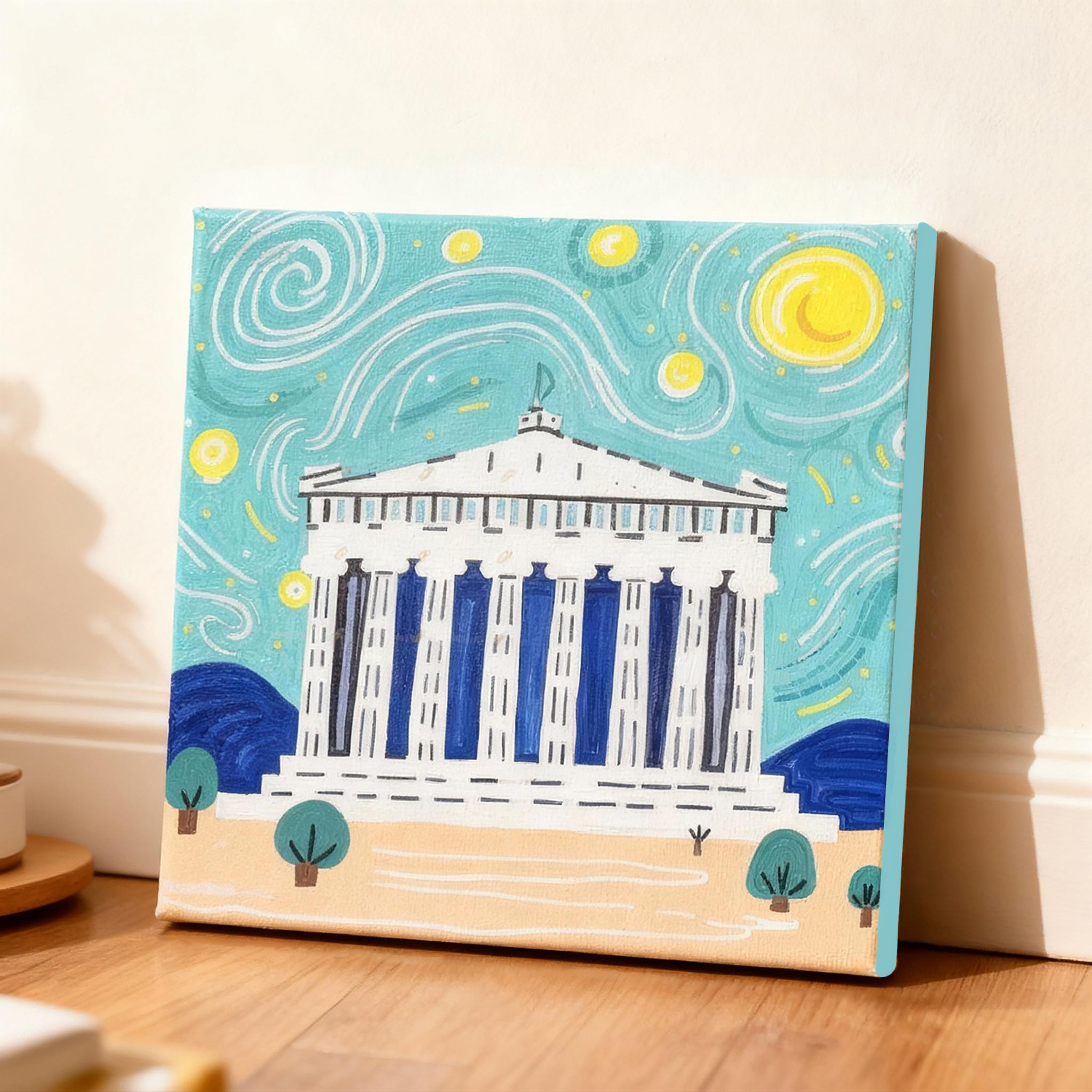 Transfronterizo nuevo mundo pinturas al óleo digital con marco diy acrílico rellenado a mano curar pinturas decorativas paisajísticas