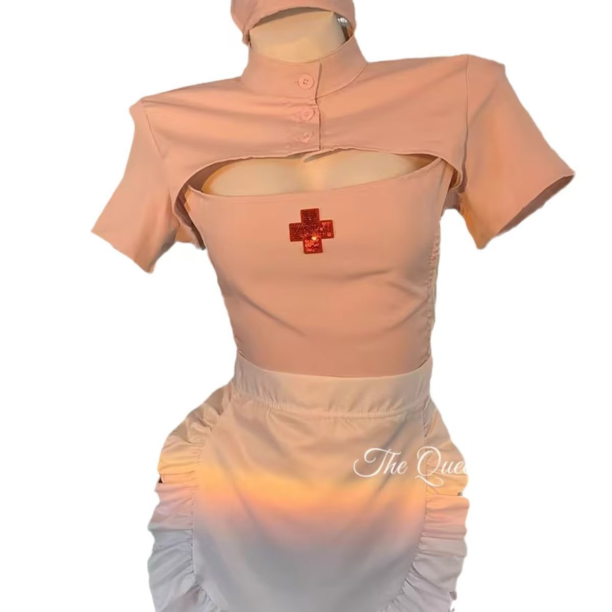 New Sweetheart Strap Nurse Outfit Sexy Lingerie Pure Desire Sexy Flirting Slit Revealing Buttocks Uniform Maid Suit