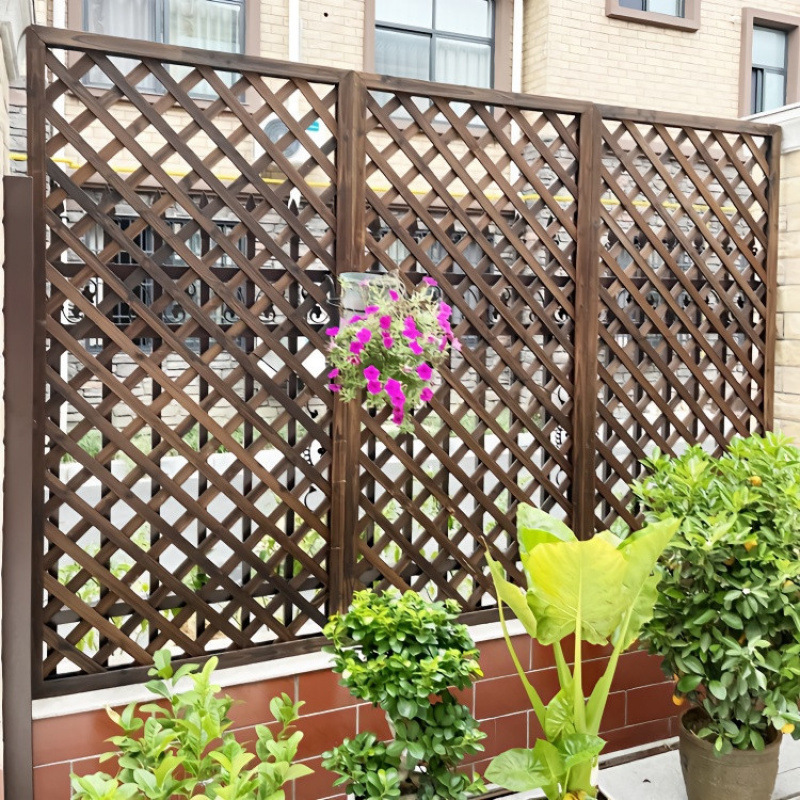 Anticorrosive Wood Fence Wooden Grids Climbing Frame Outdoor Garden Courtyard Fence Guardrail Fence Net Balcony Flower Stand Partition
