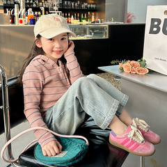 YOJIA女童長袖T恤春裝2024新款童裝韓范時髦兒童打底衫春秋款洋氣