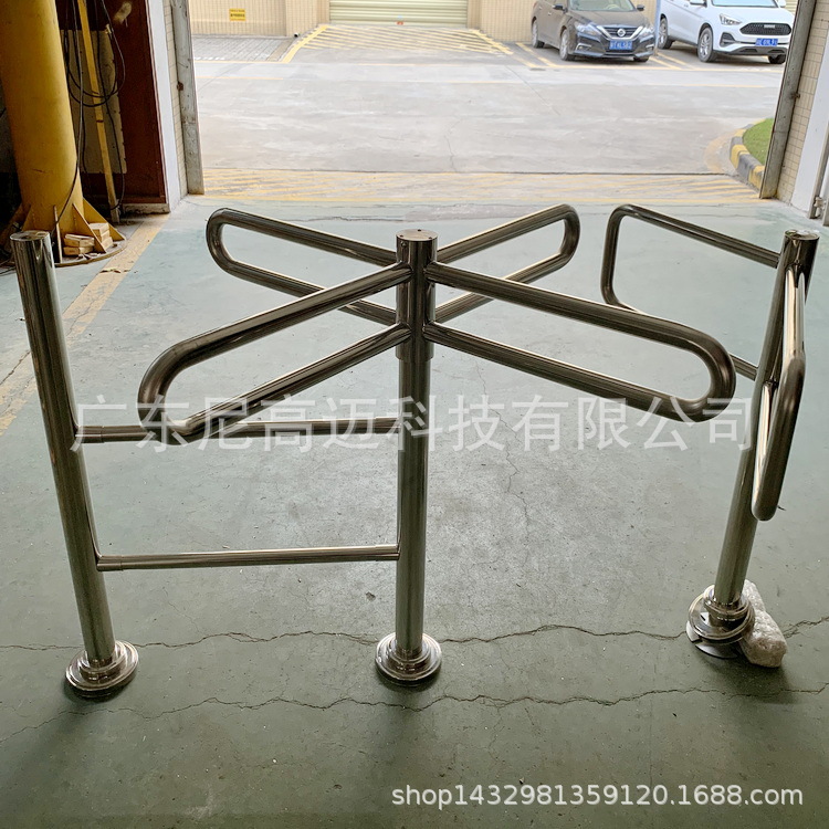 火车站小区人员进出单向旋转十字闸门尼高迈源头厂生产不锈钢转闸