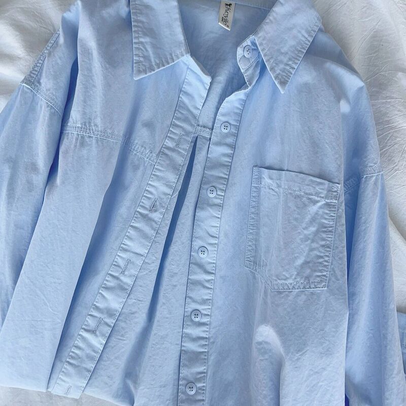 100 Cotton Summer Long Sleeve Shirt Women's Spring and Autumn New Arrival Wear Loose Shirt Small Men Slim Look Top for Outer Wear