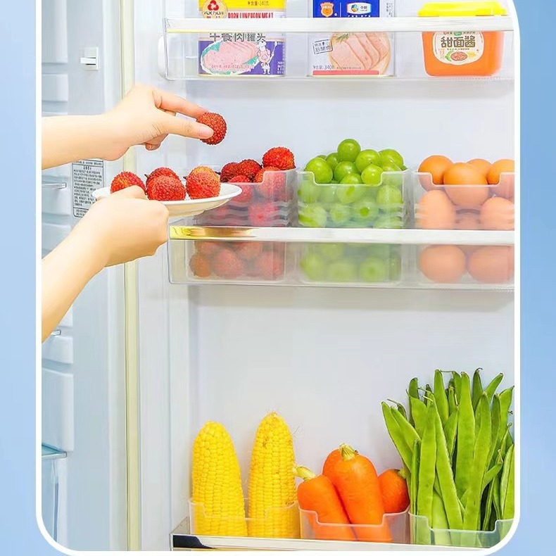 Caja de almacenamiento de puerta lateral del refrigerador, estante de frutas y verduras, caja de preservación de grados de alimentos, almacenamiento de almacenamiento de cocina, cocina