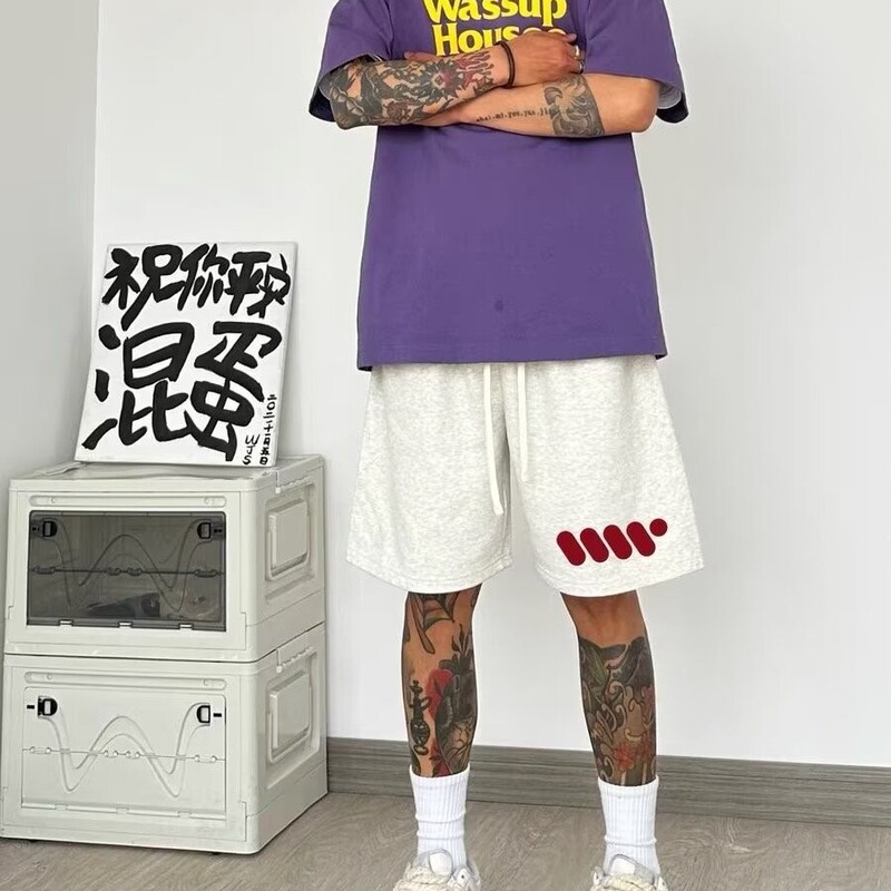 Summer Chinese Cotton American-style Four-point Shorts Men's Sports Basketball Three-point Pants Foam Casual Loose Large Pants