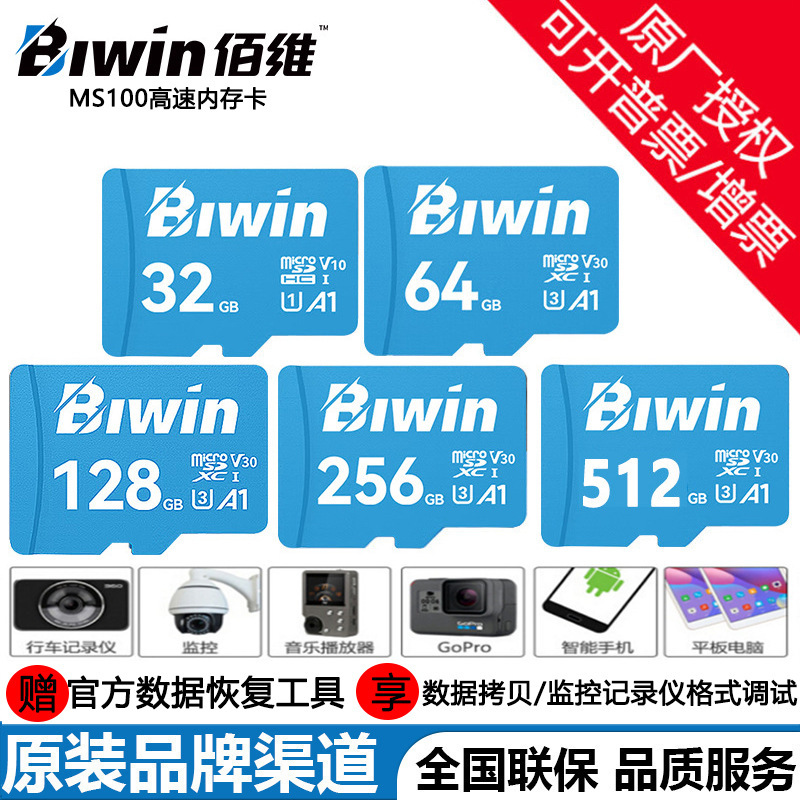 Biwin Recorder Tfmicrosd Memory Card A1 U3 V10 Ms100 High-Speed Memory Card