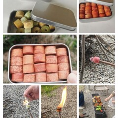 屋外キャンプのキャンプファイヤーの引火焼きは炭素の綿棒を引いて、ワックスの綿棒
