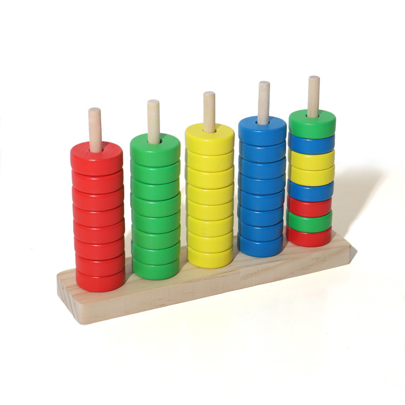 Madera colorida cuentas de educación temprana marco de cálculo de color contra toque divertido jardín de infantes entrenamiento de bebés juguetes de puzzle