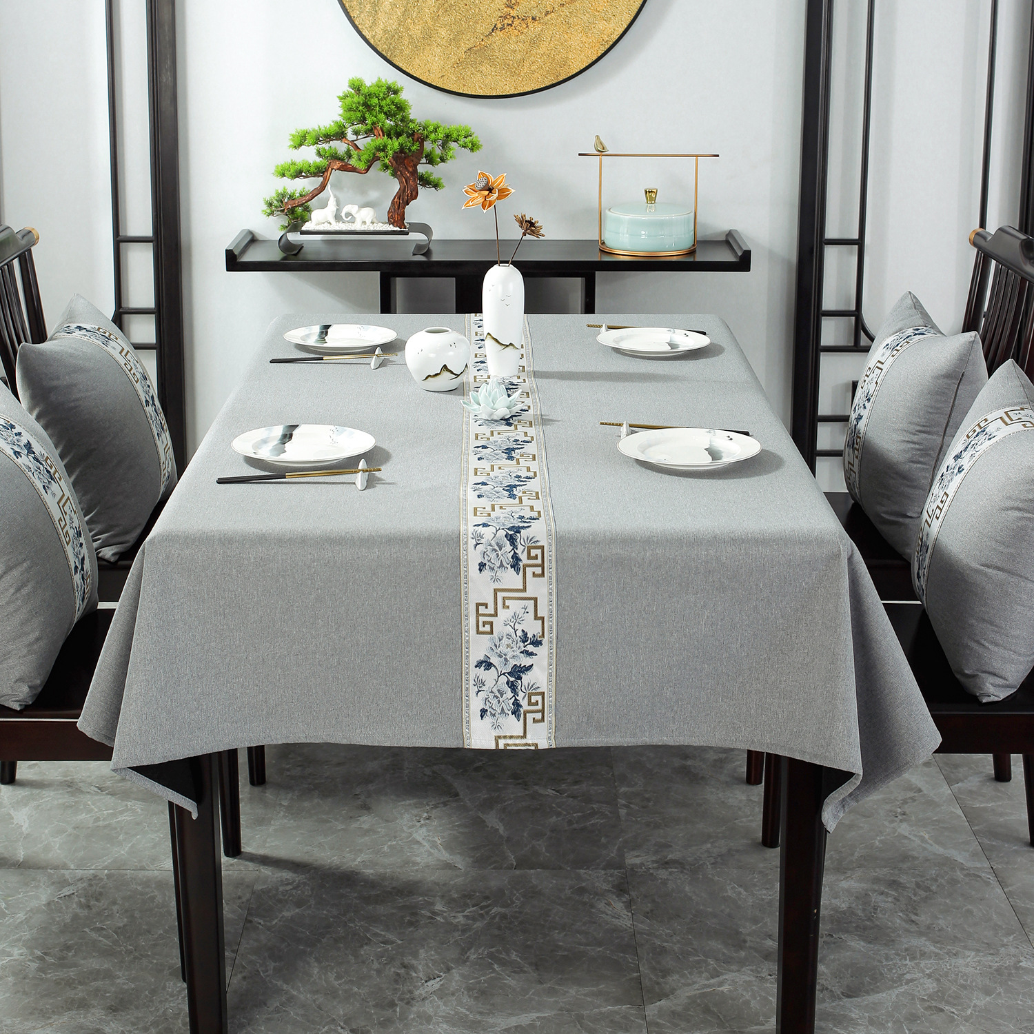 新中式桌布仿棉麻布艺国风长方形茶几盖布复古茶桌台布古典餐桌布