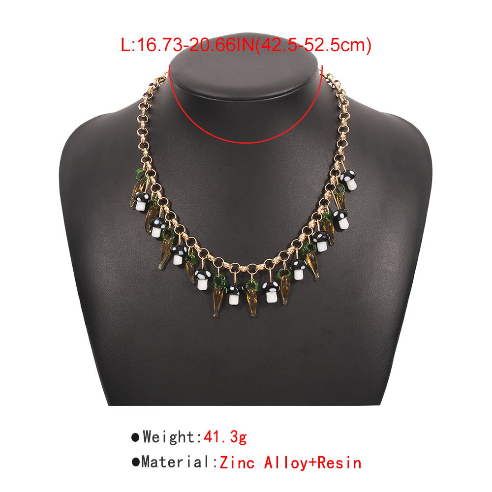 N9662 Cross-border Creative Simple Necklace Pastoral Style Fresh Mushroom Pepper Personality Geometry Fashion Necklace display picture 4