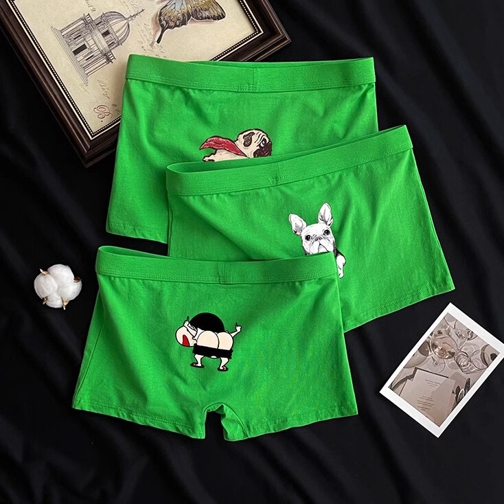 Green Underwear Men's Cute Funny Funny Men's Boxer Summer Men's Trousers Distinctive Cotton Small New