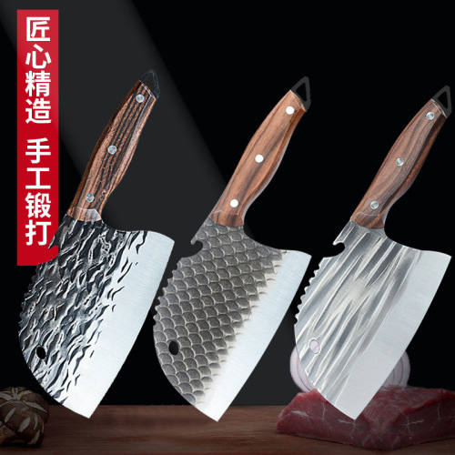 Yangjiang Kitchen Knife Dou Kuai Live Broadcasting Round Head Chopping Knife Household Hand-forged Vegetable Slicing Meat Chopping Knife
