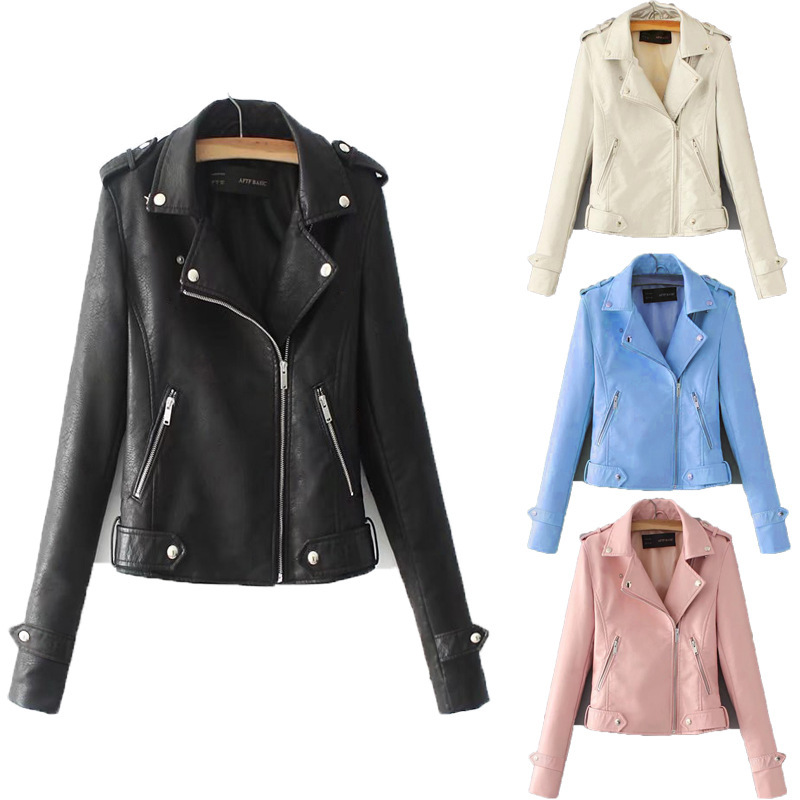 Spring and Autumn New Women's Leather Jacket Korean Slim Fit Women's Locomotive Washed Women's Leather Factory Outlet