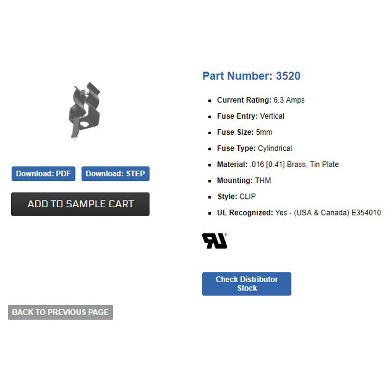 KEYSTONE ELECTRONICS 3520 易安装模块化汽车叶片式保险丝座