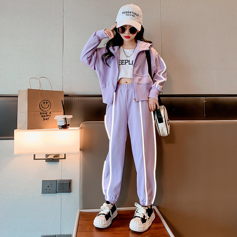 女童秋装套装2025新款洋气儿童韩版休闲春秋中大童开衫运动两件套|undefined