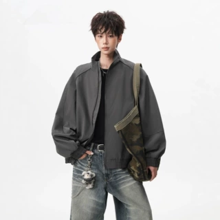 美式cleanfit解构立领夹克男女秋季潮高街痞帅飞行服宽松教练外套