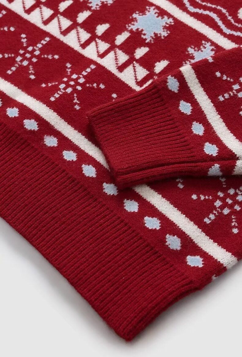 Men's Sweater Knitted Pullover Round Neck Autumn Winter Red Tops_voghion.com