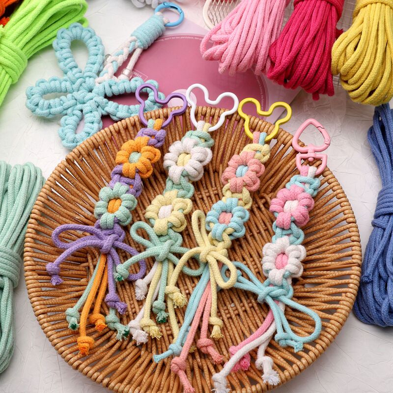 4mm包芯棉绳结实耐磨绳子 diy彩色棉线绳编织手工挂毯包包牵引绳|undefined