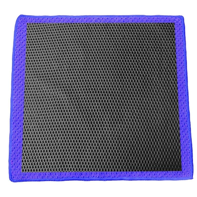 Car cleaning tools, clay gloves - hollowed-out-clay-surface-grid-dot-abrasive-cloth-in-peacock-blue